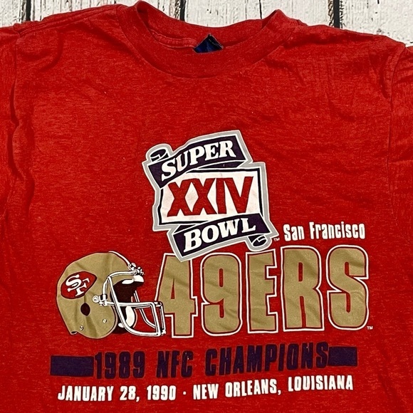 Vintage Single Stitch San Francisco 49ers Super Bowl XXIV NFL Football TShirt - Picture 2 of 7